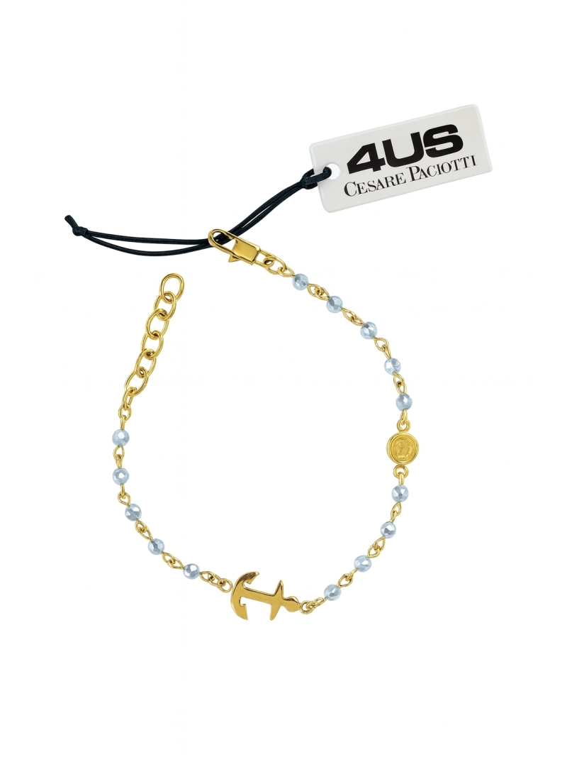 Acquista ora bracciale cesare paciotti ancora oro pallinato sfaccettato grigio su elefantebianco.jewelry