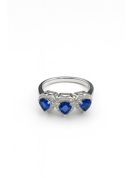 Acquista ora anello tre cuori blu su elefantebianco.jewelry