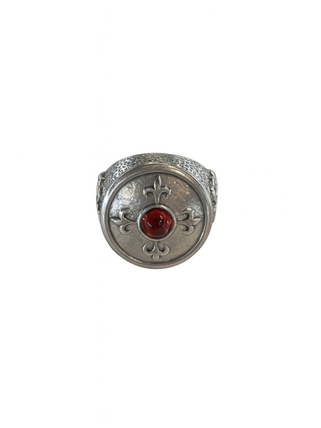 Acquista ora anello pietra rossa e giglio su elefantebianco.jewelry