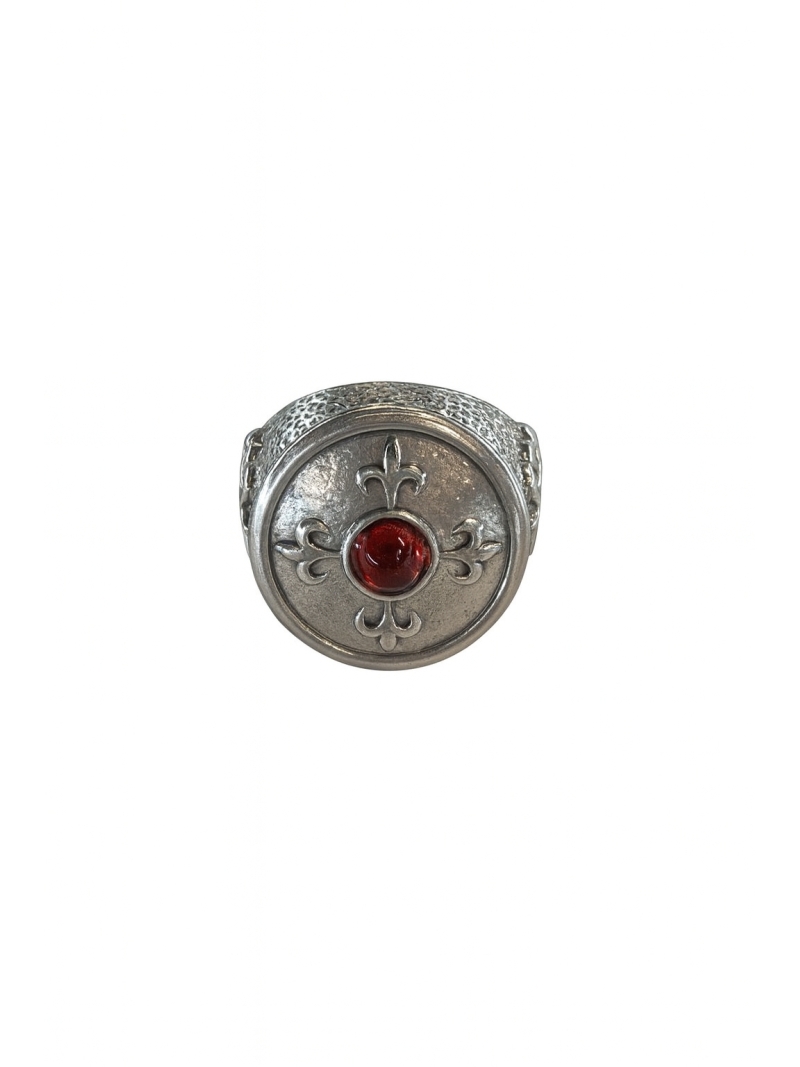 Acquista ora anello pietra rossa e giglio su elefantebianco.jewelry