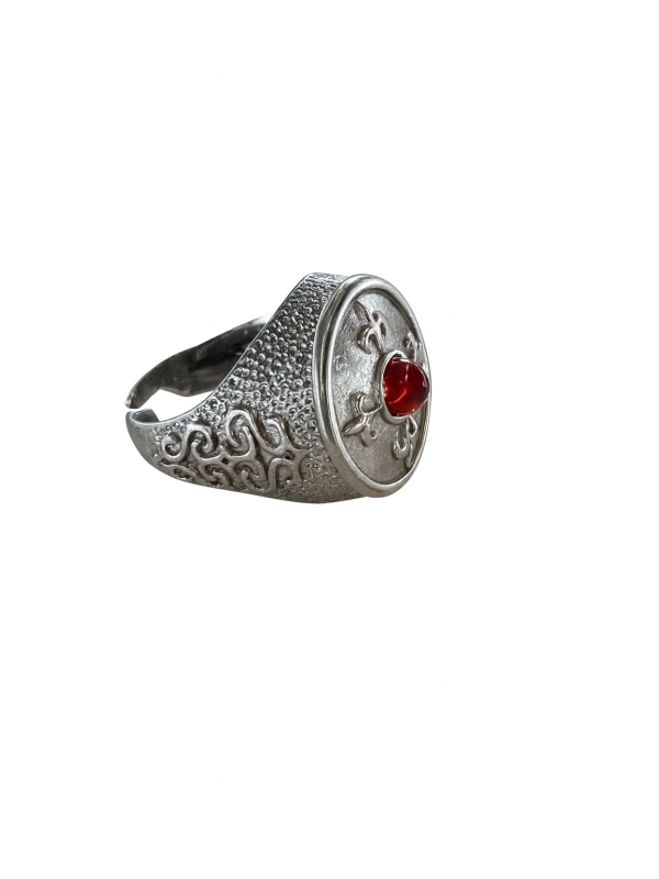 Acquista ora anello pietra rossa e giglio su elefantebianco.jewelry