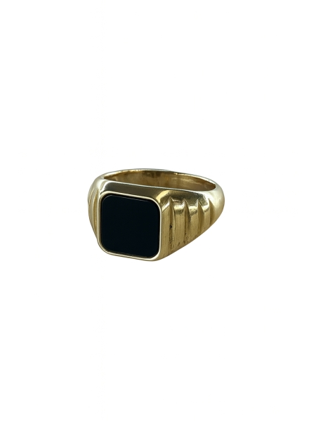 Acquista ora anello quadrato smalto nero base oro su elefantebianco.jewelry