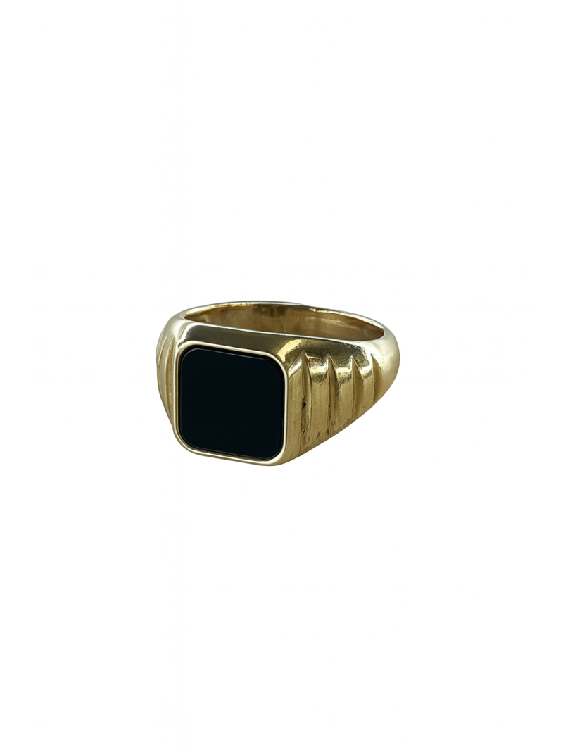 Acquista ora anello quadrato smalto nero base oro su elefantebianco.jewelry