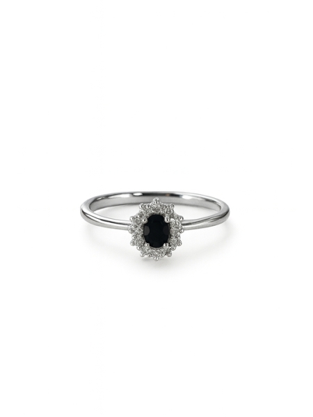 Acquista ora anello mini kate rodiato pietra nera su elefantebianco.jewelry