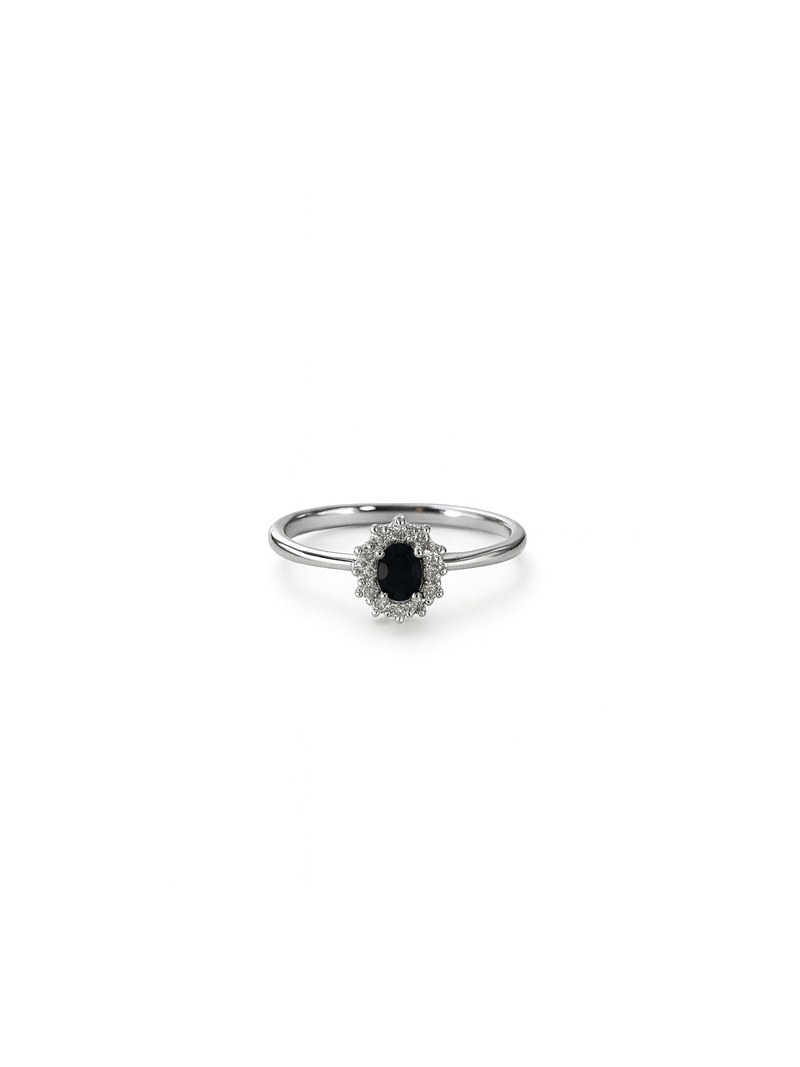 Acquista ora anello mini kate rodiato pietra nera su elefantebianco.jewelry