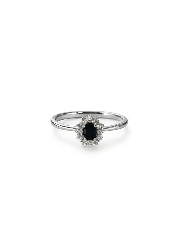 Acquista ora anello mini kate rodiato pietra nera su elefantebianco.jewelry
