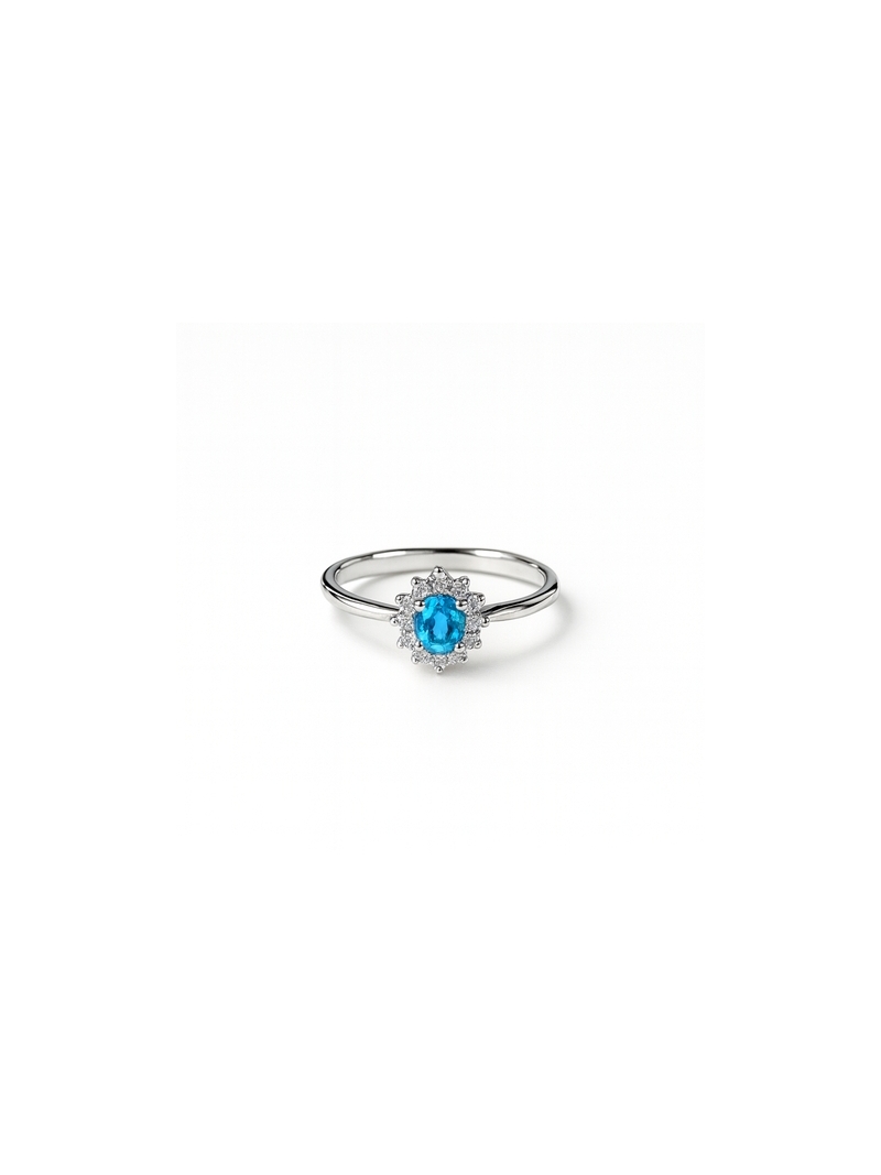 Acquista ora anello mini kate rodiato acqua marina su elefantebianco.jewelry