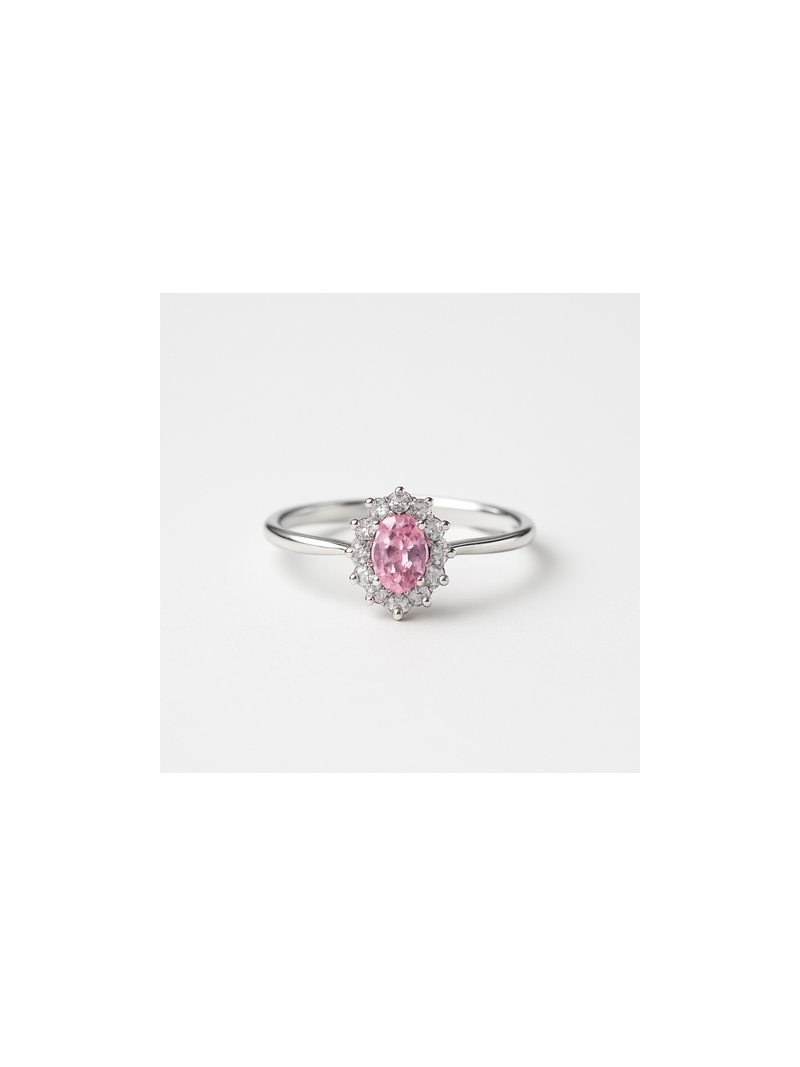 Acquista ora anello mini kate rodiato pietra rosa su elefantebianco.jewelry