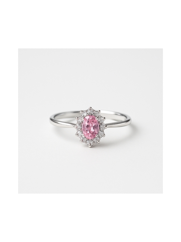 Acquista ora anello mini kate rodiato pietra rosa su elefantebianco.jewelry
