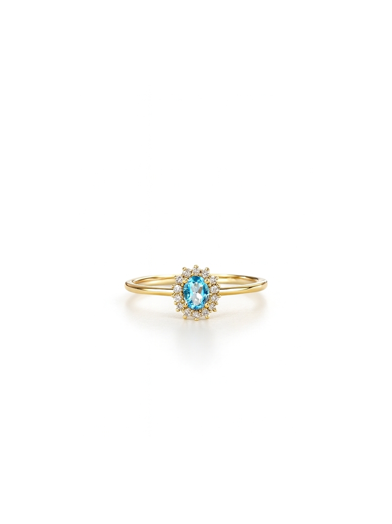 Acquista ora anello mini kate gold pietra acqua marina su elefantebianco.jewelry