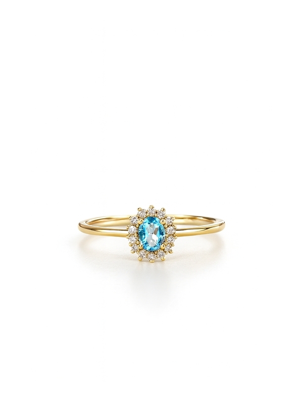 Acquista ora anello mini kate gold pietra acqua marina su elefantebianco.jewelry