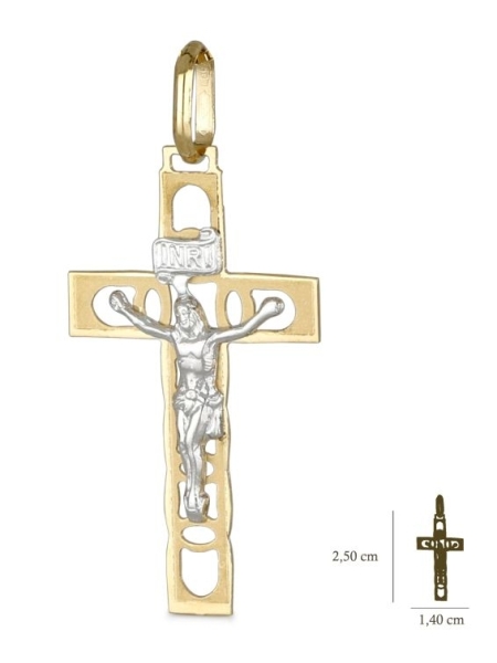 Acquista ora ciondolo croce con cristo bicolore oro 750 su elefantebianco.jewelry