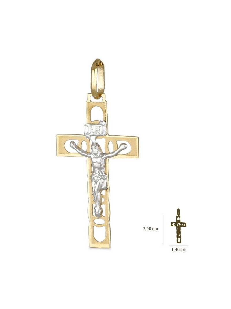 Acquista ora ciondolo croce con cristo bicolore oro 750 su elefantebianco.jewelry