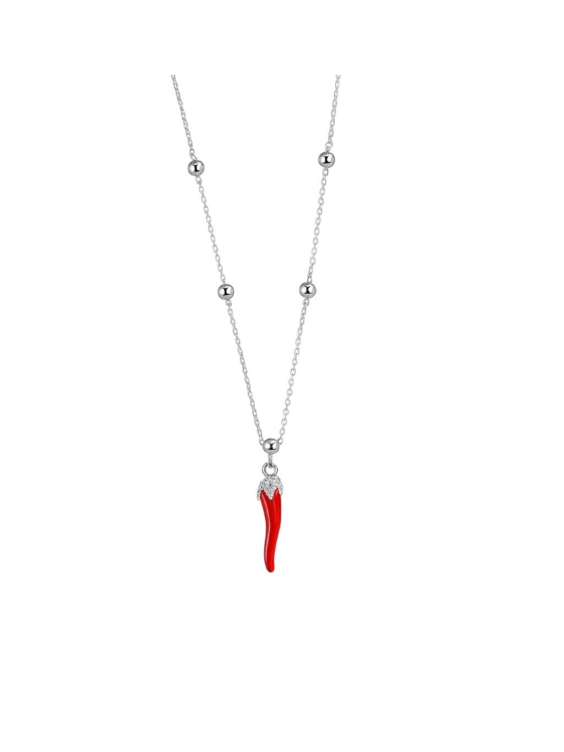 Acquista ora collana cornicello smalto rosso con zirconi su elefantebianco.jewelry