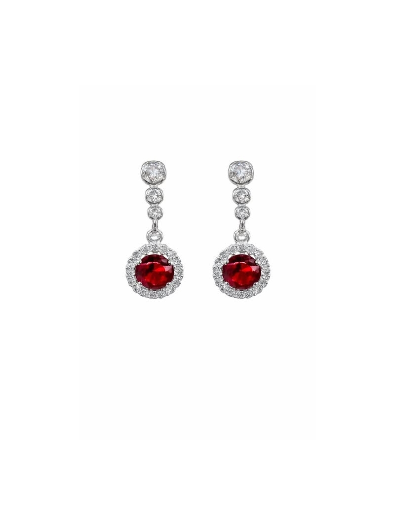 Acquista ora orecchini pendente tondo pietra rossa su elefantebianco.jewelry