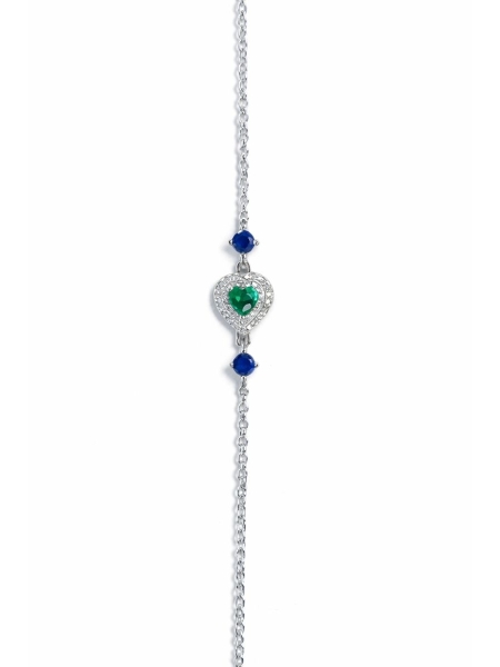 Acquista ora bracciale cuore verde e zirconi blu su elefantebianco.jewelry