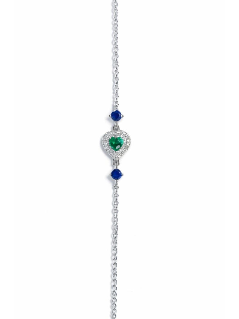 Acquista ora bracciale cuore verde e zirconi blu su elefantebianco.jewelry