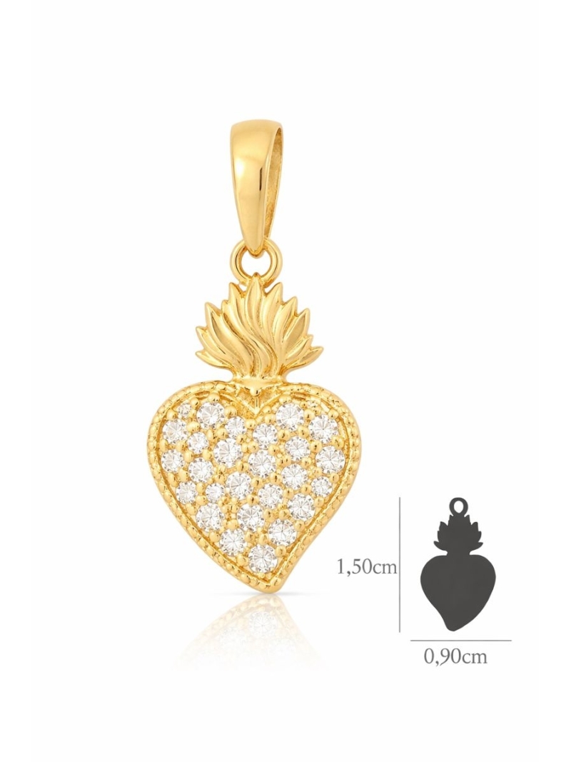 Acquista ora ciondolo cuore sacro con zirconi su elefantebianco.jewelry