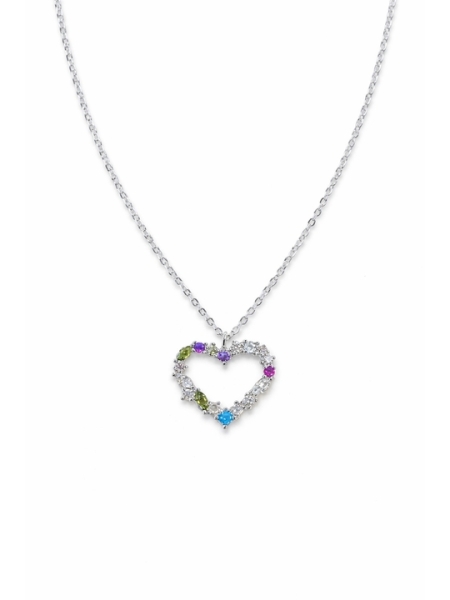 Acquista ora collana cuore vuoto con punti luce colorati su elefantebianco.jewelry