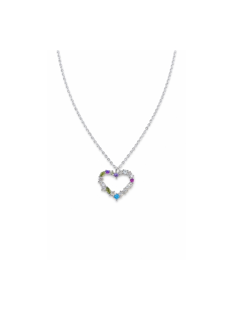 Acquista ora collana cuore vuoto con punti luce colorati su elefantebianco.jewelry