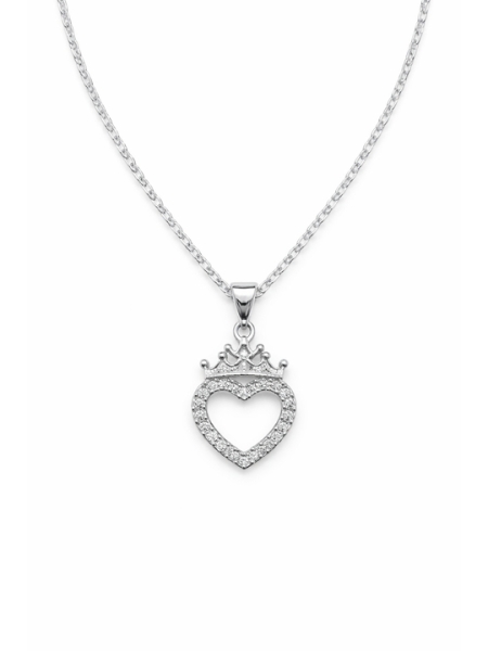 Acquista ora collana cuore zirconato con corona su elefantebianco.jewelry