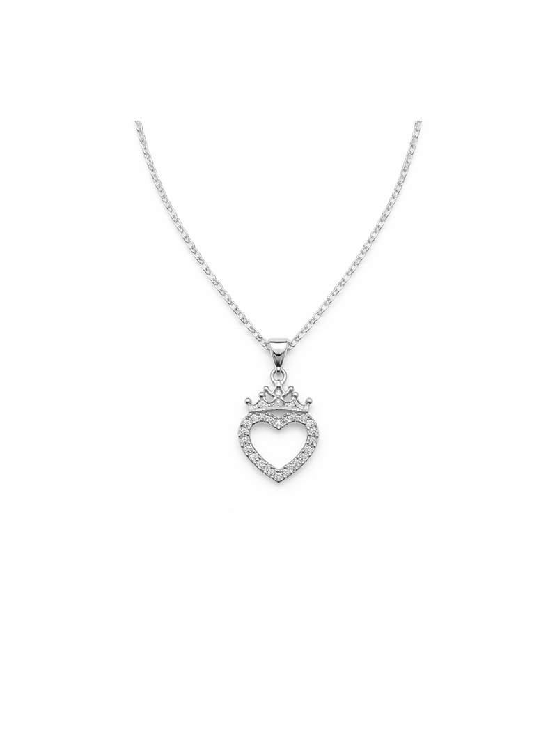 Acquista ora collana cuore zirconato con corona su elefantebianco.jewelry