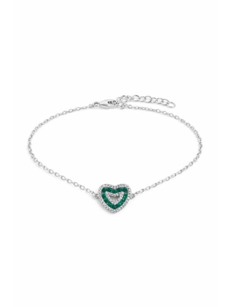 Acquista ora bracciale cuore vuoto e zirconi verdi su elefantebianco.jewelry