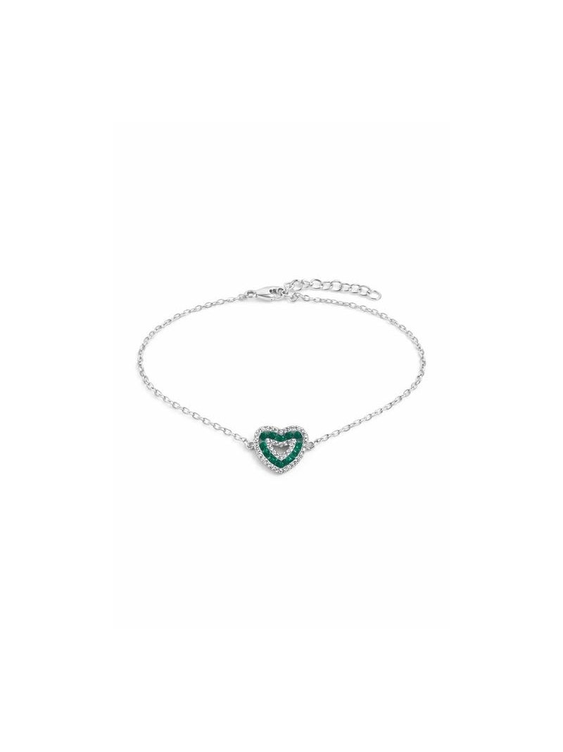 Acquista ora bracciale cuore vuoto e zirconi verdi su elefantebianco.jewelry