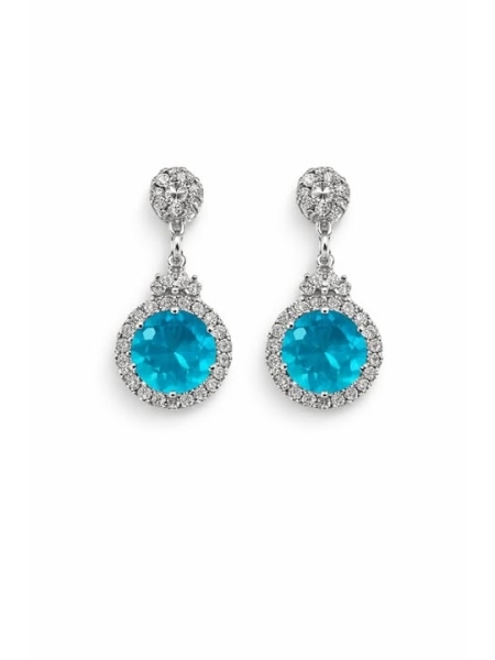 Acquista ora orecchini parure azzurro e fiore di zirconi su elefantebianco.jewelry