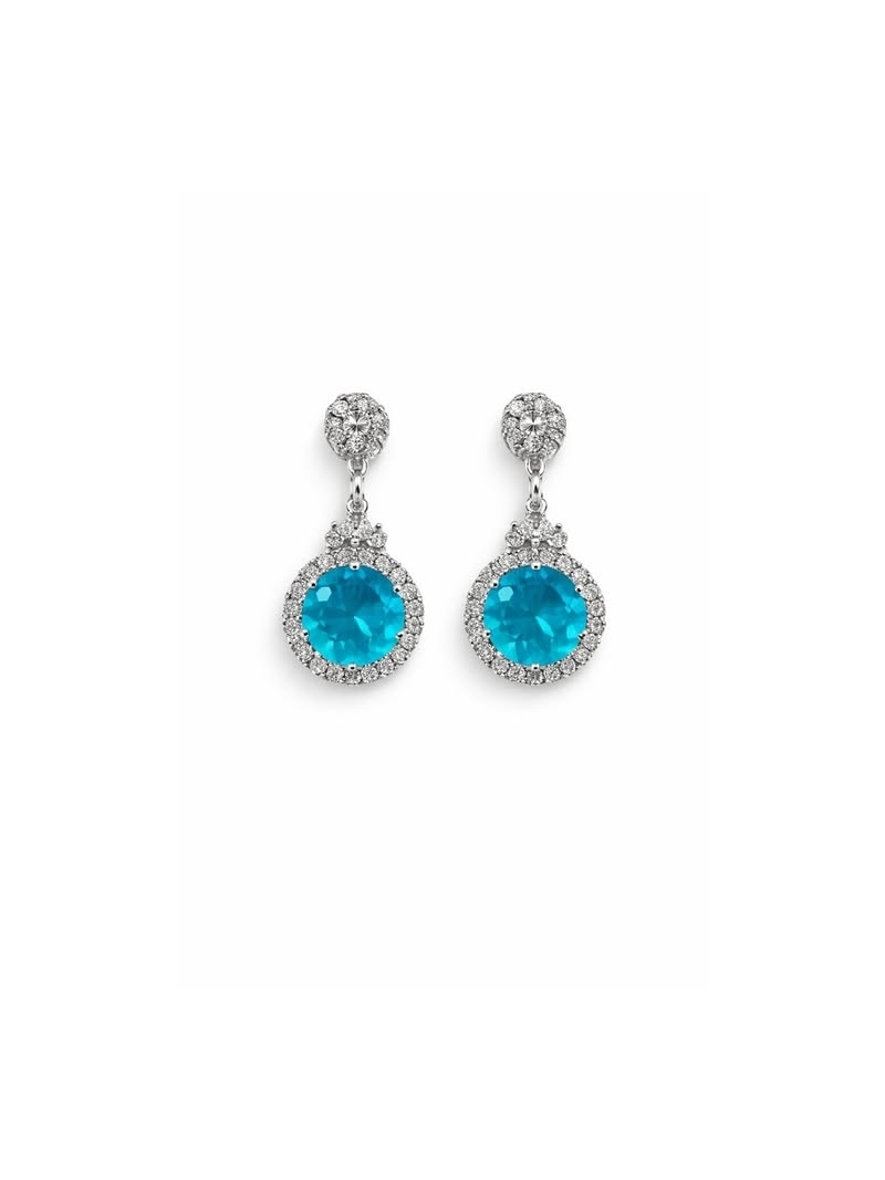 Acquista ora orecchini parure azzurro e fiore di zirconi su elefantebianco.jewelry