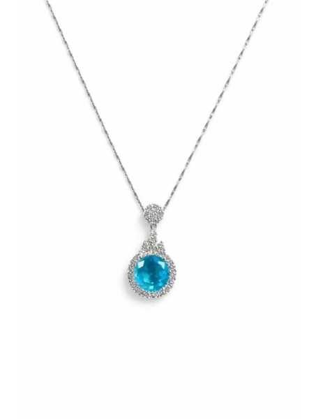 Acquista ora collana parure azzurro e fiore zirconato su elefantebianco.jewelry