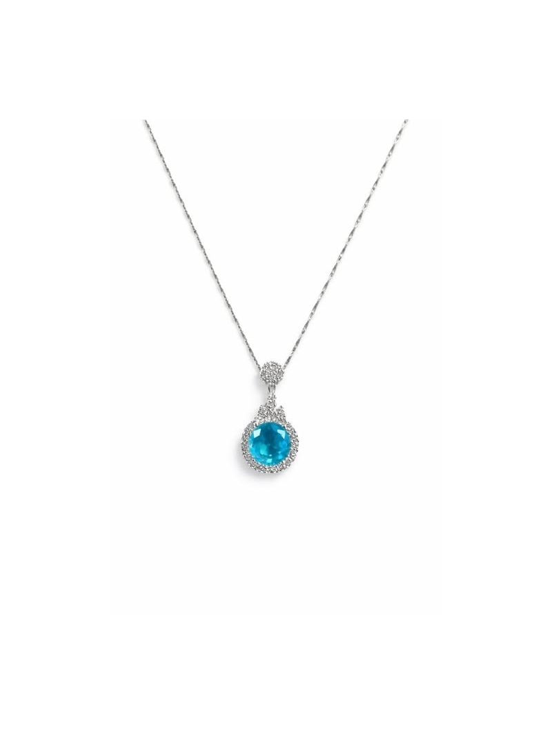 Acquista ora collana parure azzurro e fiore zirconato su elefantebianco.jewelry