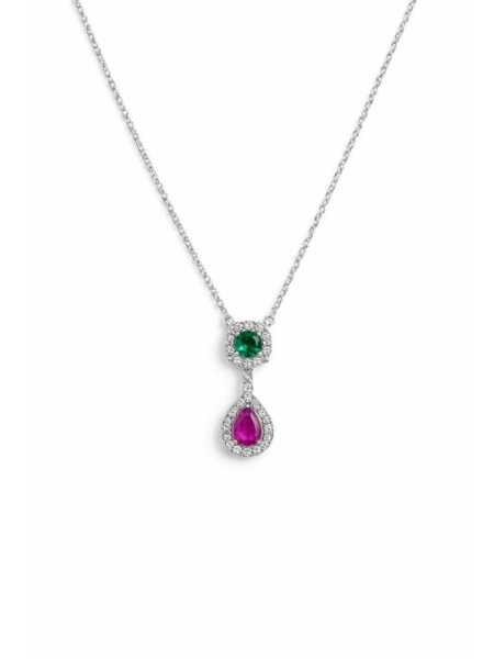 Acquista ora collana zircone verde e goccia fucsia su elefantebianco.jewelry