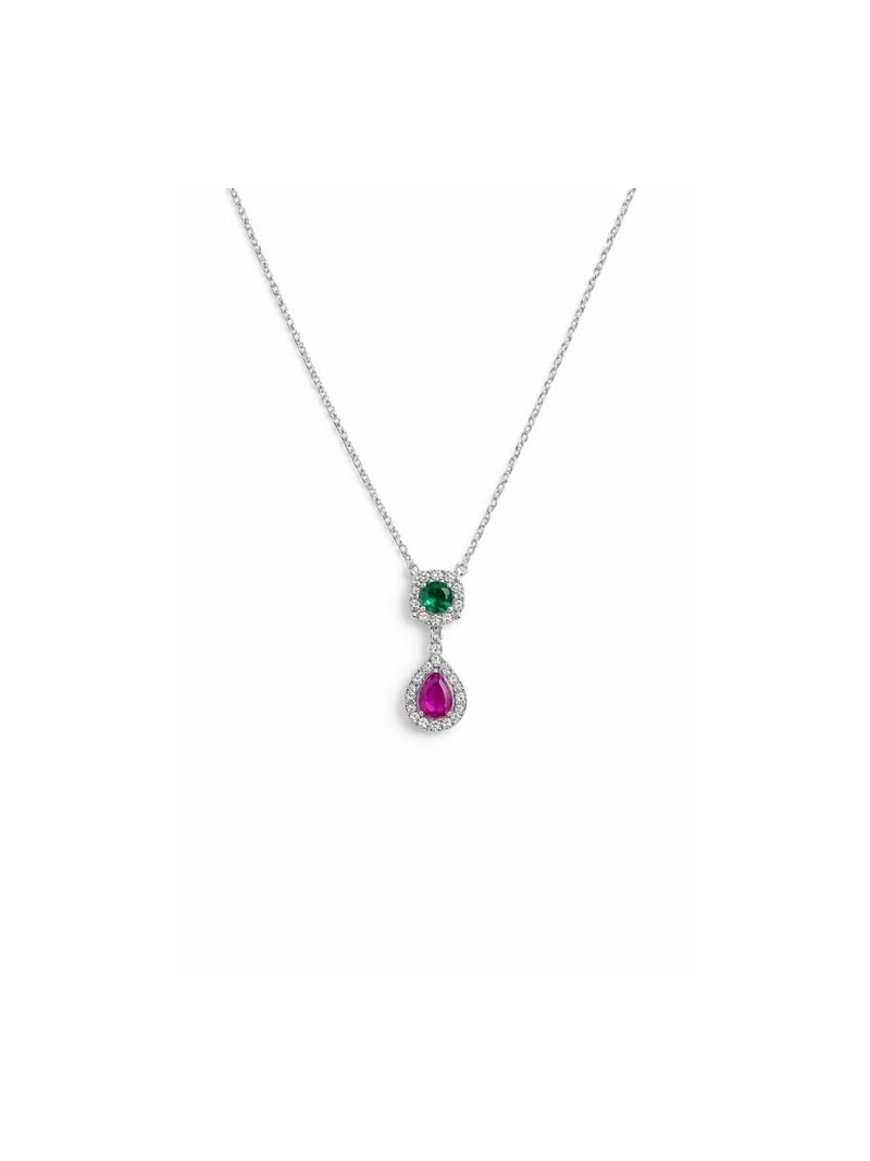 Acquista ora collana zircone verde e goccia fucsia su elefantebianco.jewelry