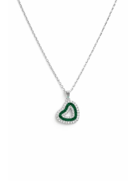 Acquista ora collana cuore vuoto con zirconi verdi su elefantebianco.jewelry