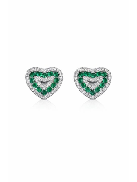 Acquista ora orecchini cuore vuoto e zirconi verdi su elefantebianco.jewelry