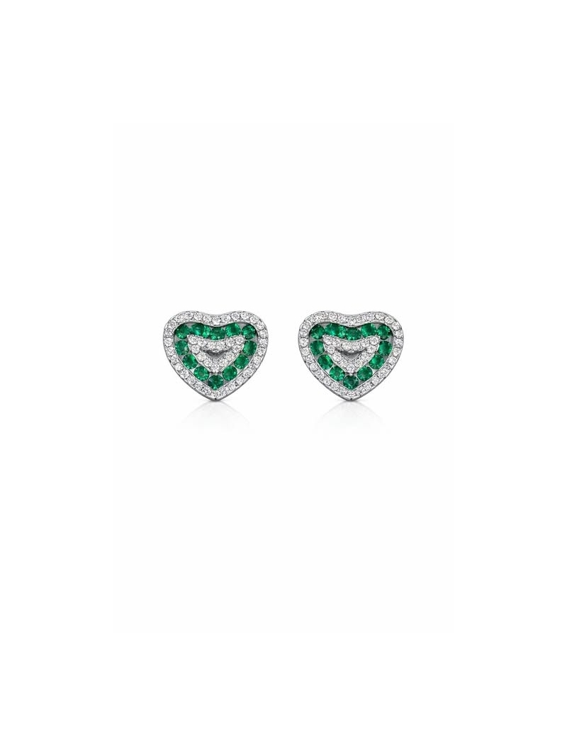 Acquista ora orecchini cuore vuoto e zirconi verdi su elefantebianco.jewelry