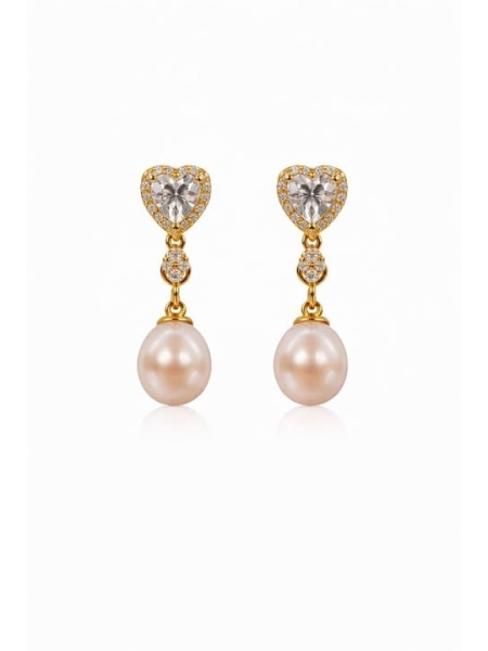 Acquista ora orecchini perla pendente e cuore su elefantebianco.jewelry