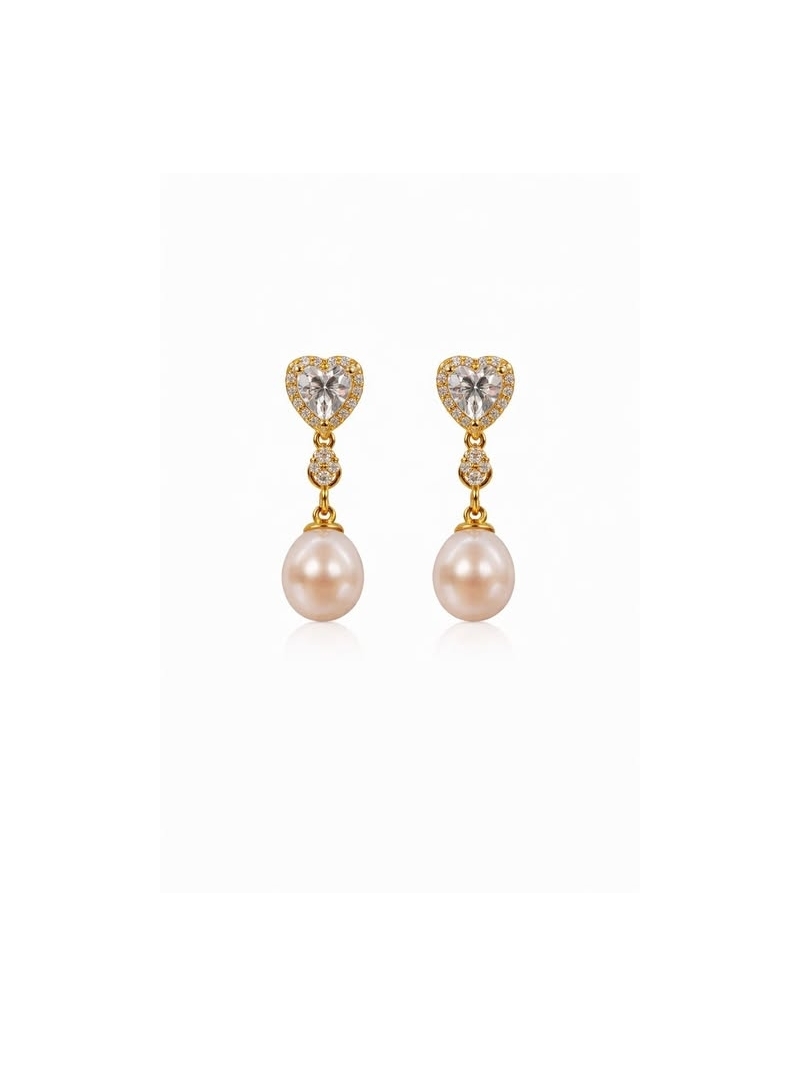 Acquista ora orecchini perla pendente e cuore su elefantebianco.jewelry