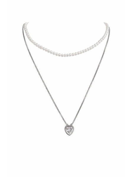 Acquista ora collana doppio filo perla perle e cuore su elefantebianco.jewelry