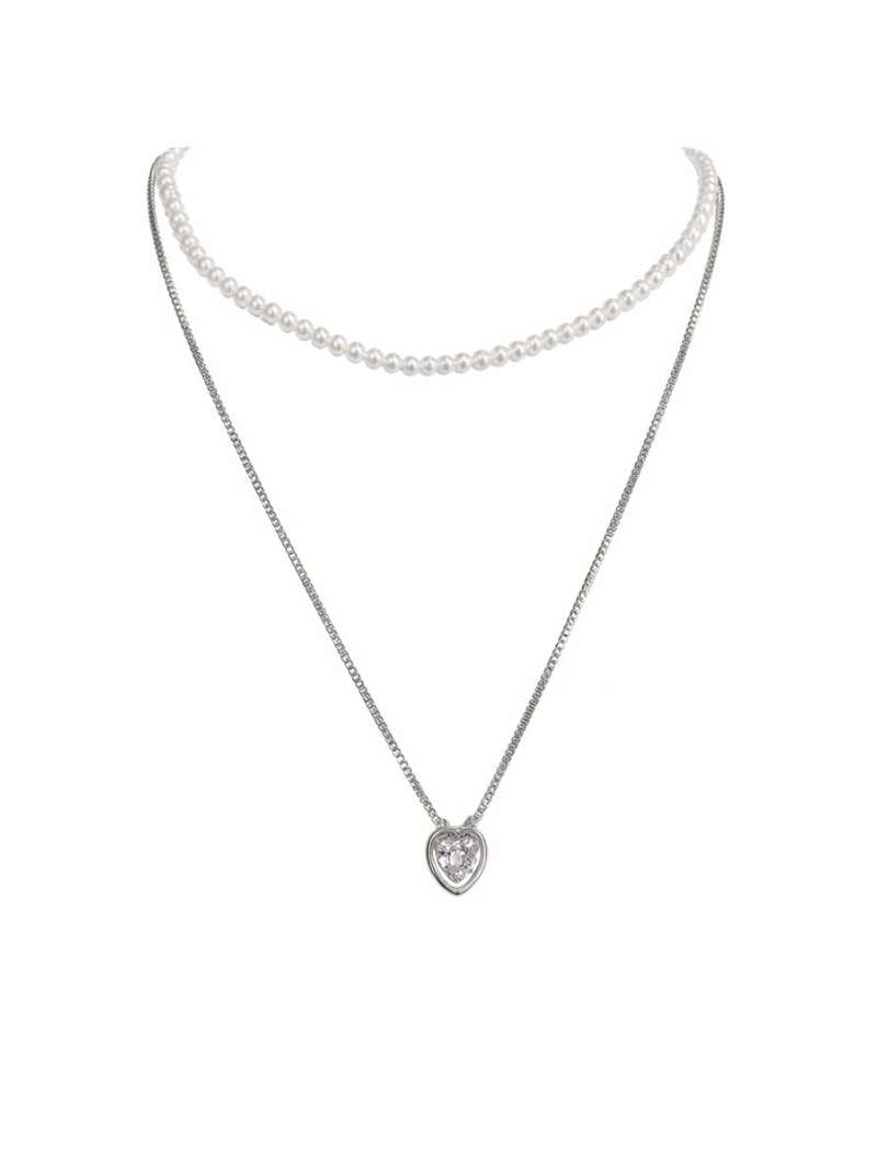 Acquista ora collana doppio filo perla perle e cuore su elefantebianco.jewelry