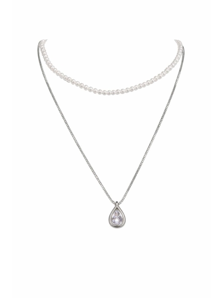 Acquista ora collana doppio filo perle e goccia su elefantebianco.jewelry