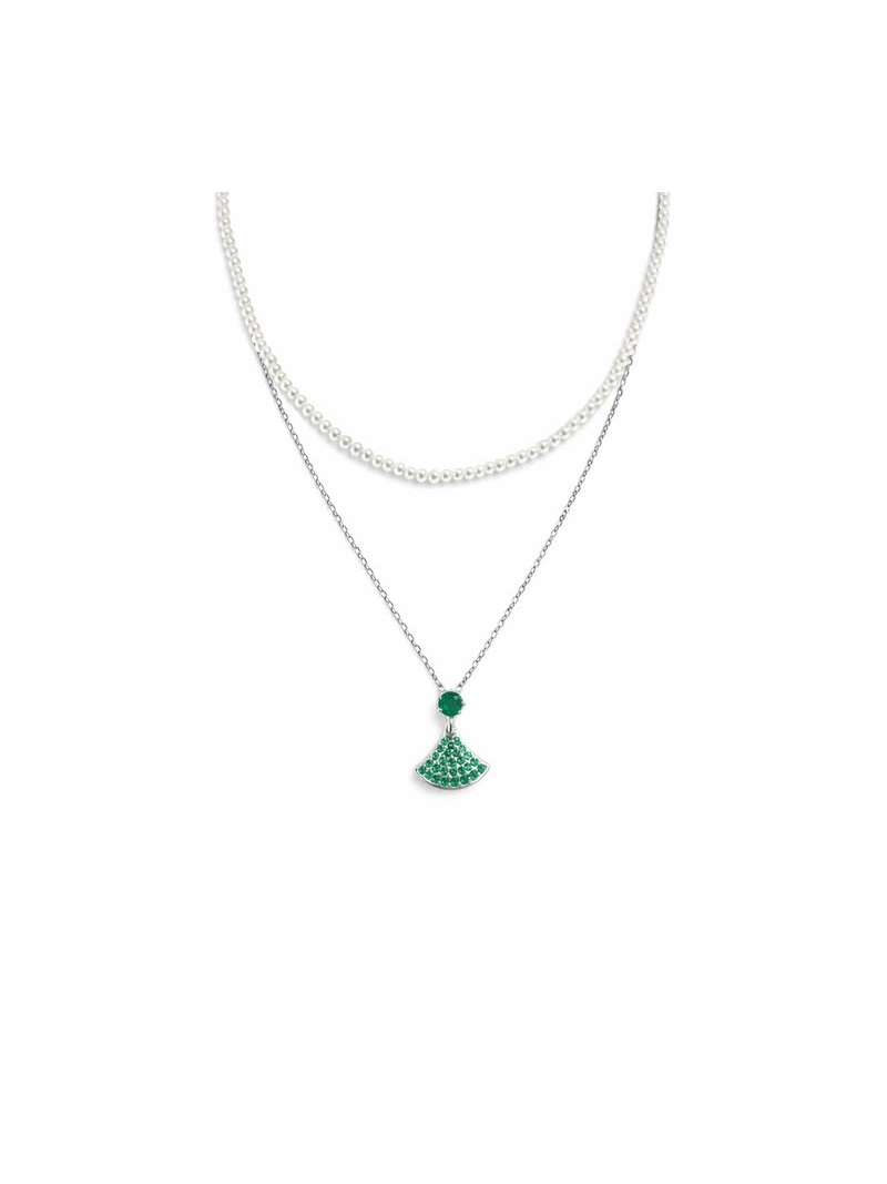 Acquista ora collana doppio filo perle e ventaglio su elefantebianco.jewelry