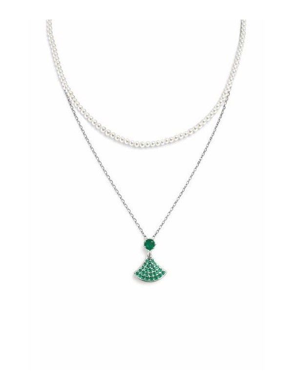 Acquista ora collana doppio filo perle e ventaglio su elefantebianco.jewelry