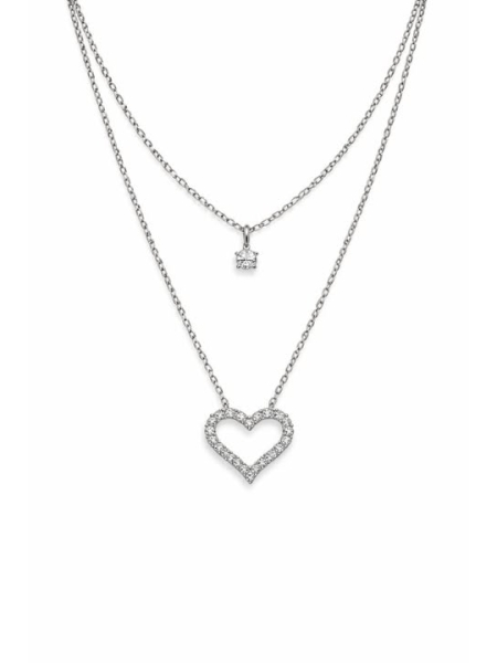 Acquista ora collana doppi filo punto luce e cuore vuoto zirconato su elefantebianco.jewelry
