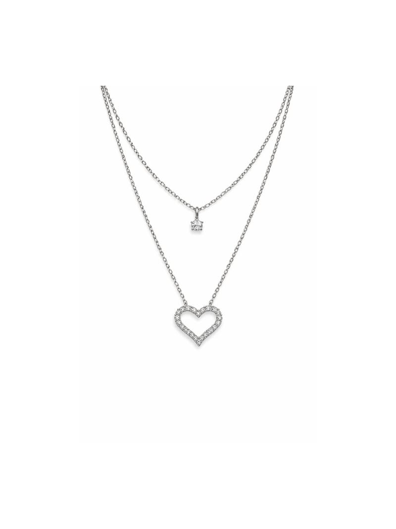 Acquista ora collana doppi filo punto luce e cuore vuoto zirconato su elefantebianco.jewelry
