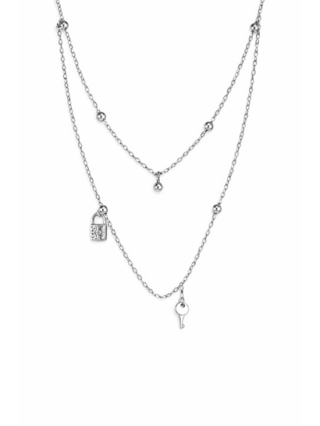 Acquista ora collana doppio filo pallinato lucchetto e chiave su elefantebianco.jewelry