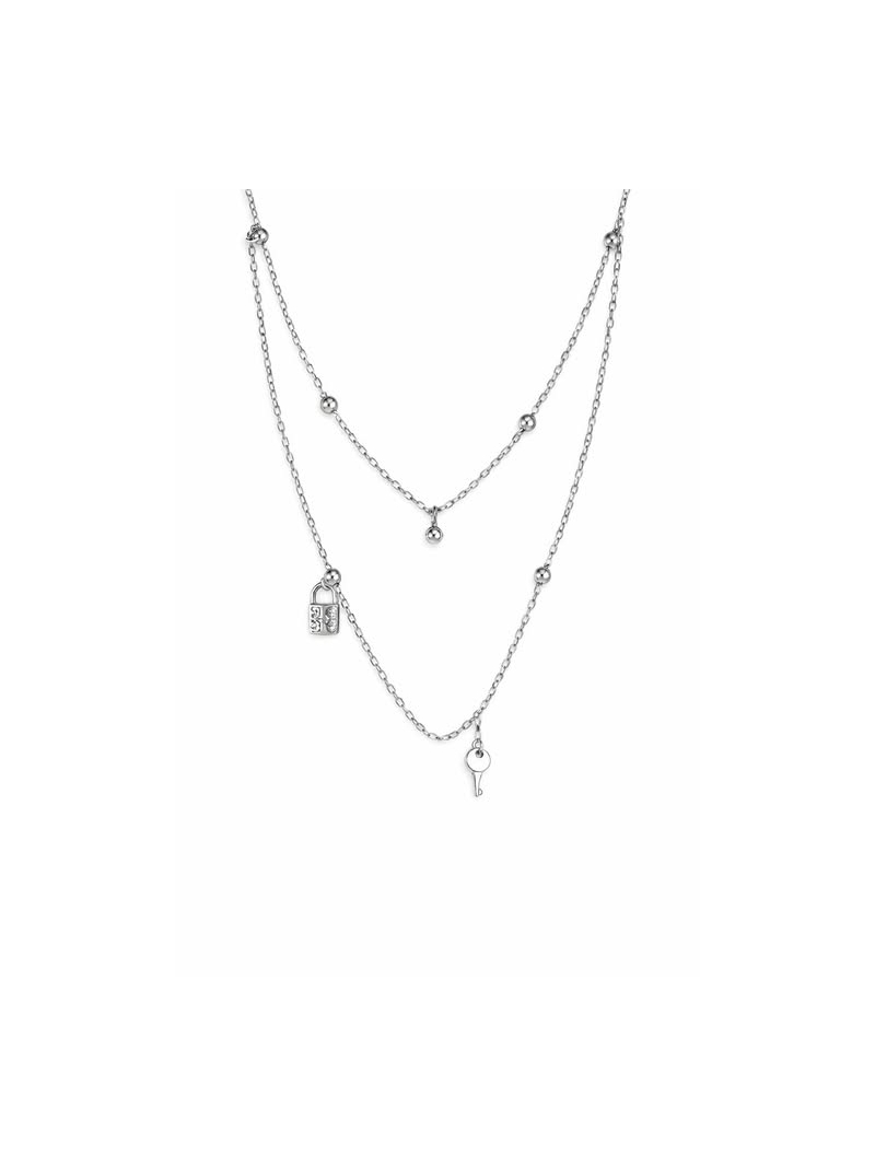 Acquista ora collana doppio filo pallinato lucchetto e chiave su elefantebianco.jewelry