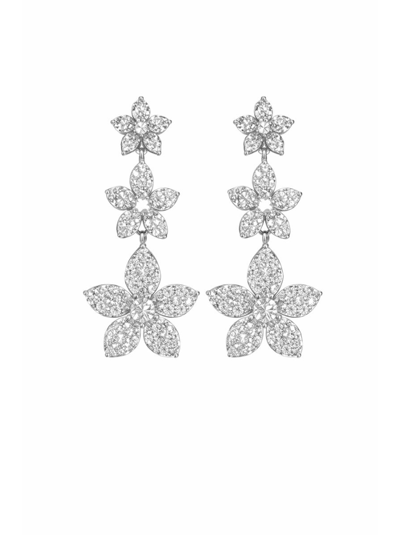 Acquista ora orecchini fiori zirconati pendenti su elefantebianco.jewelry
