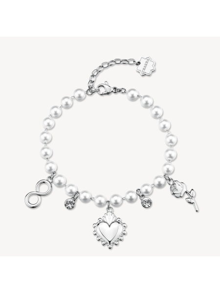 Acquista ora bracciale perle cuore sacro rosa e infinito su elefantebianco.jewelry
